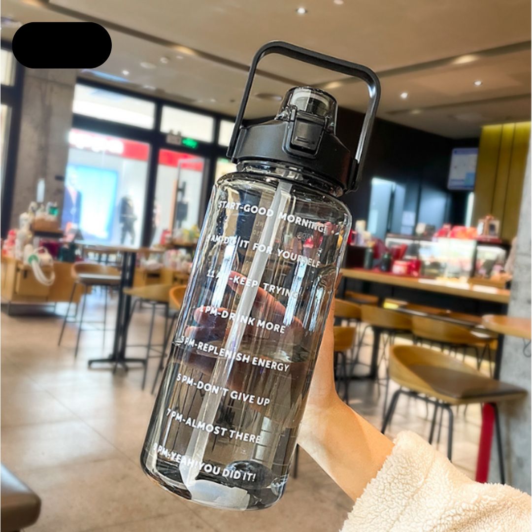2000ML Daily Reminder Straw Water - Black