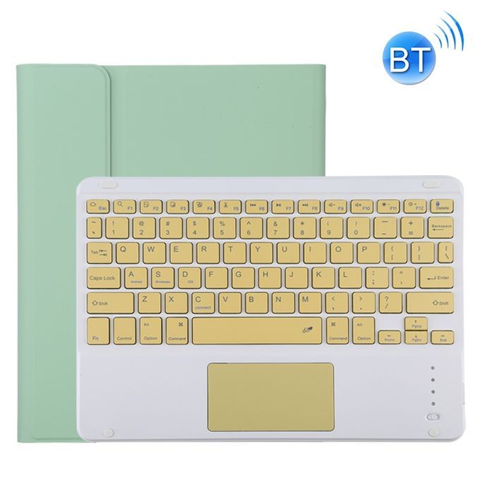 TG11BC Detachable Bluetooth Yellow Keyboard Microfiber Leather Protective Case For IPad Pro 11 Inch (2020), With Touchpad & Pen Slot & Holder (Green)