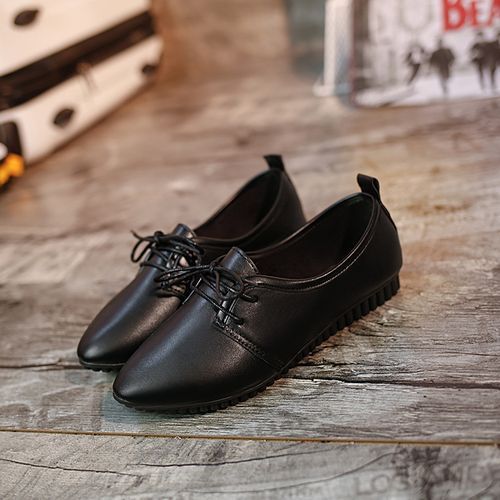 Ladies Casual Leather Shoes Flat Low Heel Women's Shoes