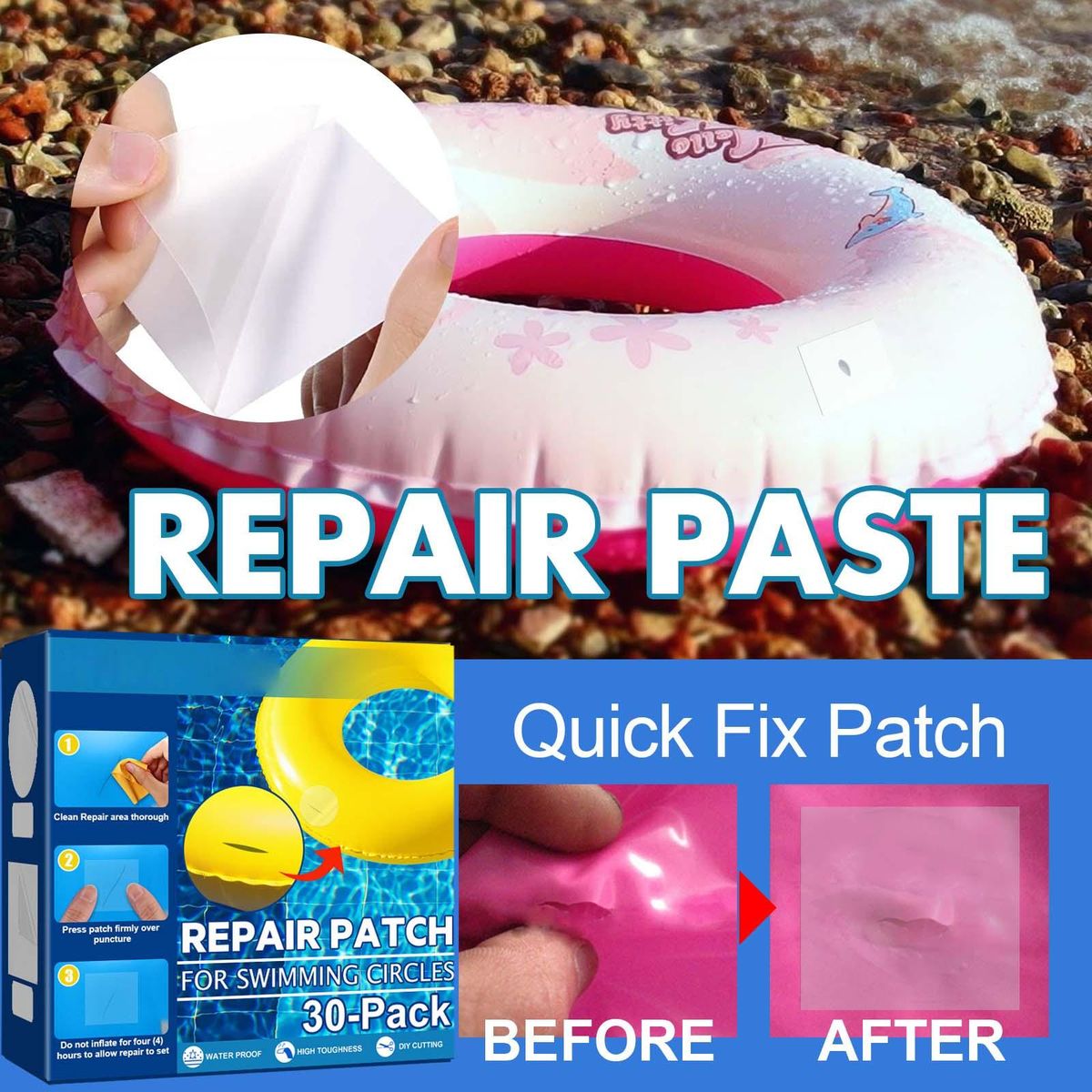 30x Inflatable Patch Repair  6x6cm Air Mattresses Pool