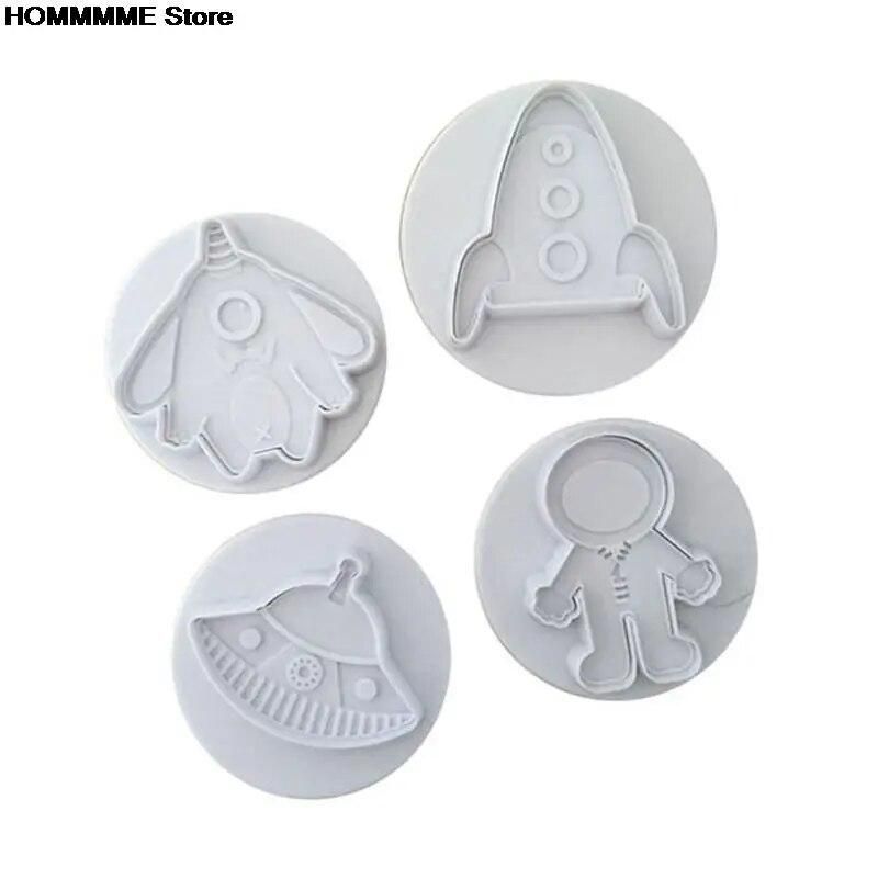 4pcs plastic DIY Cake Decor Mold cake decorating tools plastic outer space cookie cutter chocolate cake fondant Cake Tools
