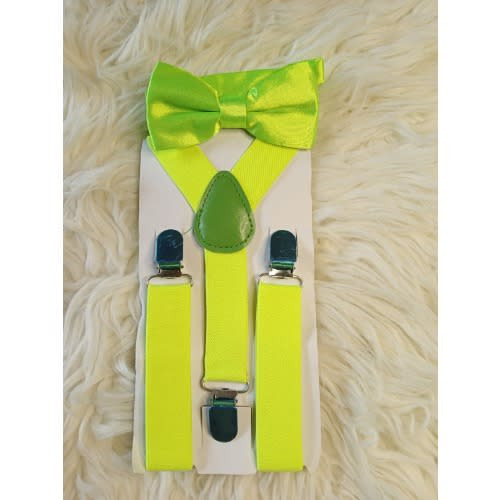 Kid Suspender Adjustable With Bow Ties-lemon