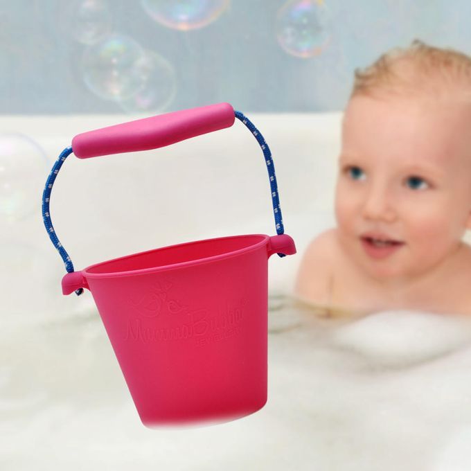 Foldable Silicone Buckets For Beach Camping Gear Beach Party Rose Red