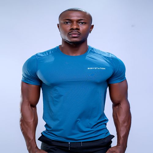 Men's Training T-Shirt With Small Logo - Deep Blue