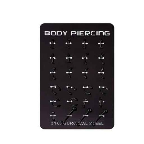 316l Surgical Steel Body Piercing - 24pieces-Black