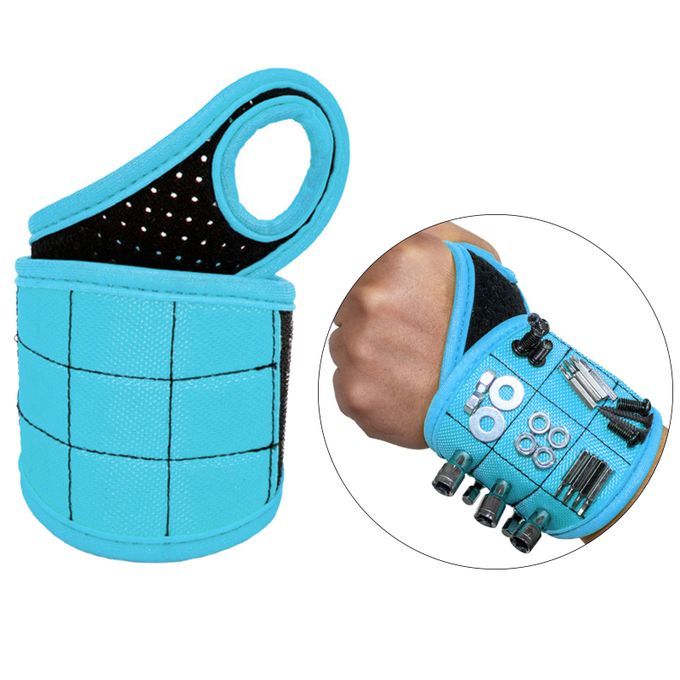 Magnetic Wristband 9 Holding Screws Bits Holder Blue
