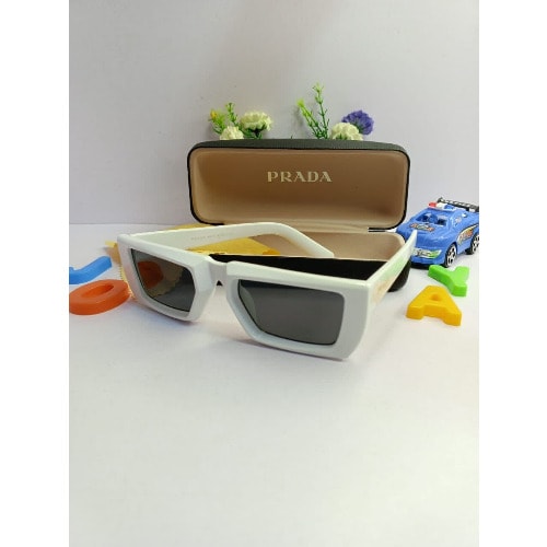 Prada Sunglass Sleek Frame With Hard Case - White
