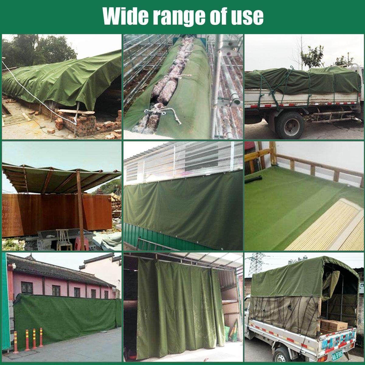 Green Heavy Duty Canvas Tarp Tarpaulin Sun Blocked Waterproof Dustproof Inner Rubbers Army Green
