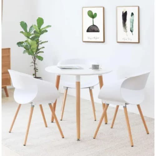 Scandinavian Chairs And Table - Set Of 3 - White