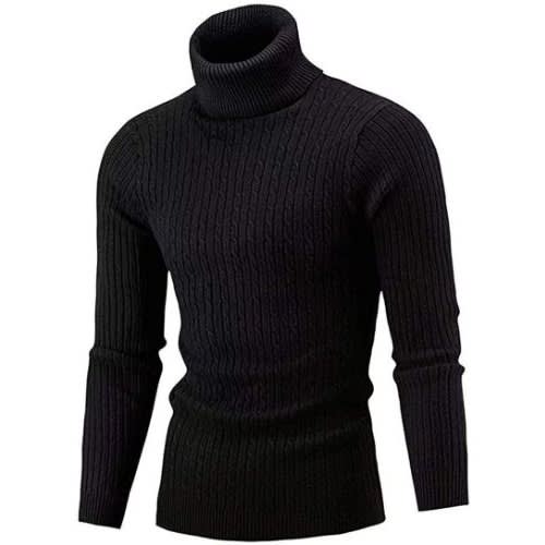 Men & Women Long Sleeves Turtle Neck Top- Black