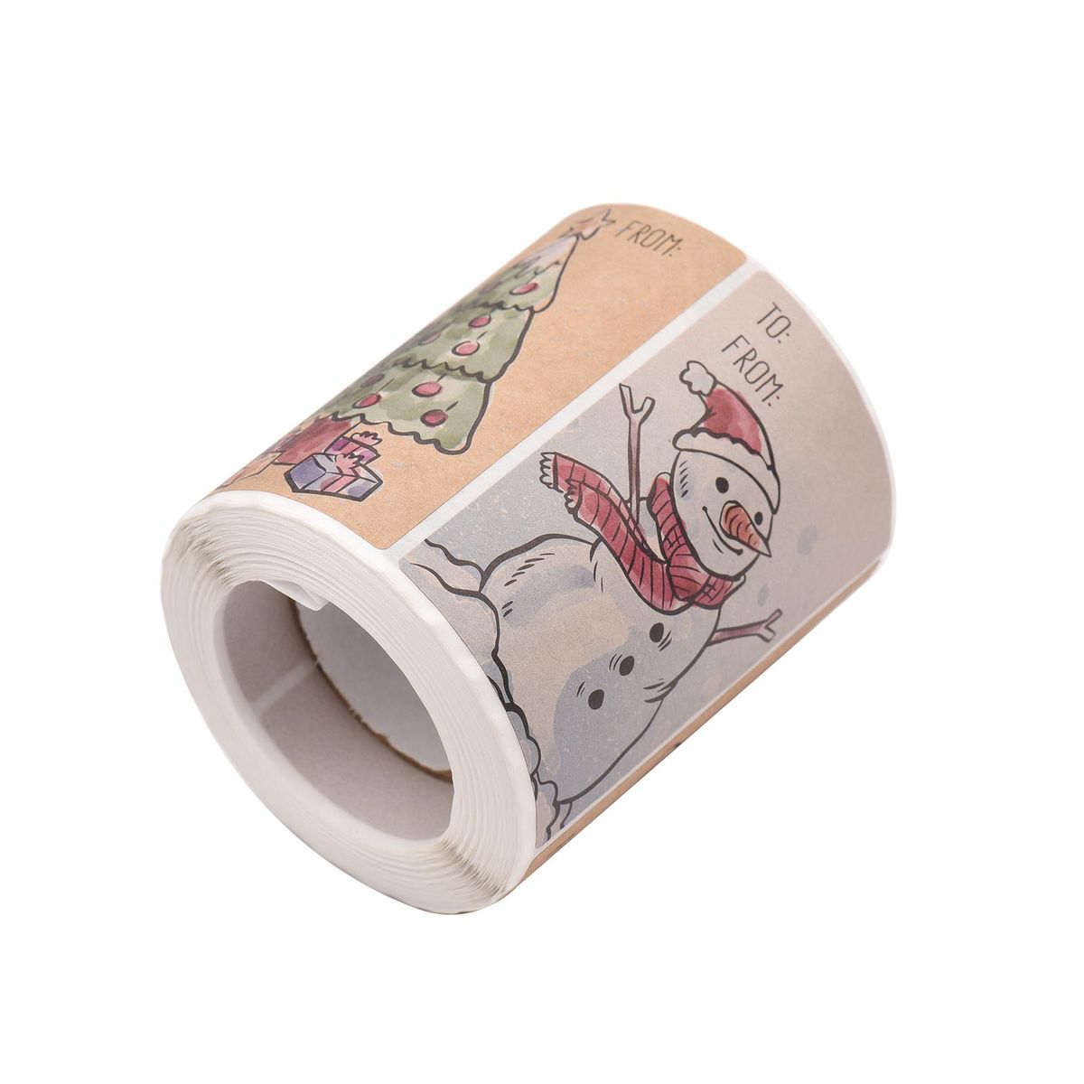 250 Pieces Christmas Kraft Stickers Adhesive Christmas Present Tags 6 Styles Gifts Name Stickers Rectangular Xmas Tag Decorations for Cups Bottles Boxes Christmas School Office Supplies