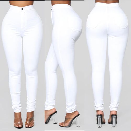 High Waist Ladies Sexy Slim Fitted Jeans-White