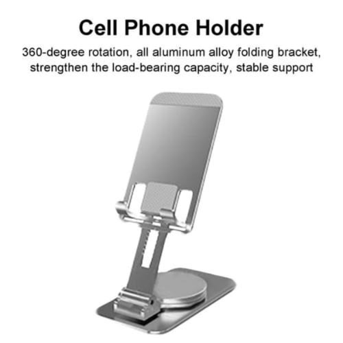 Phone Holder Stand 360&deg; Rotating Aluminum Alloy Phone Stand - Grey