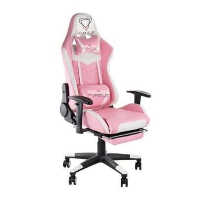Office Swivel Chair With Footrest - Pink