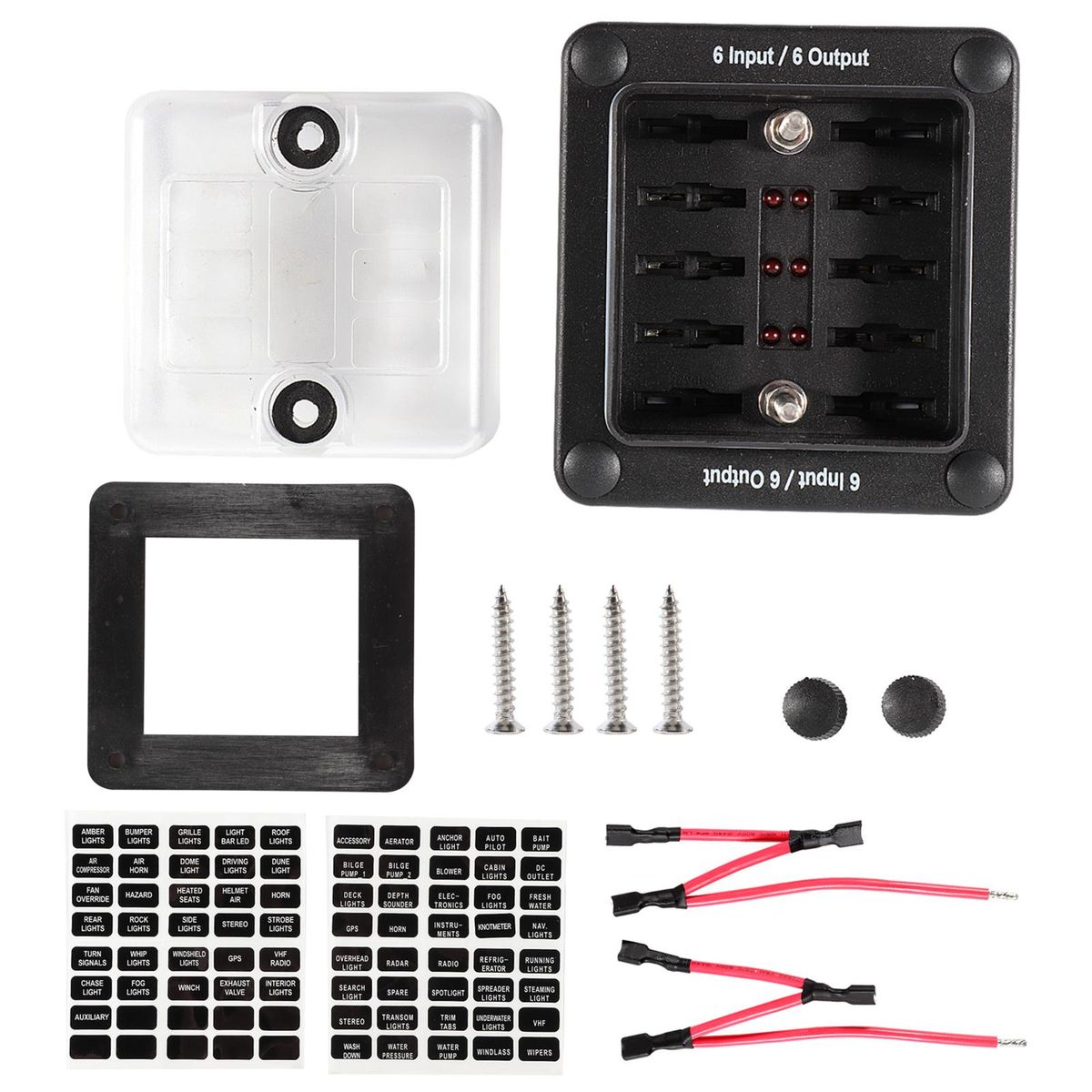 6 Way Fuse Block with Warning LED Indicator ATO/ATC Blade Fuses 6 Input/Output Waterproof for Car Truck Boat