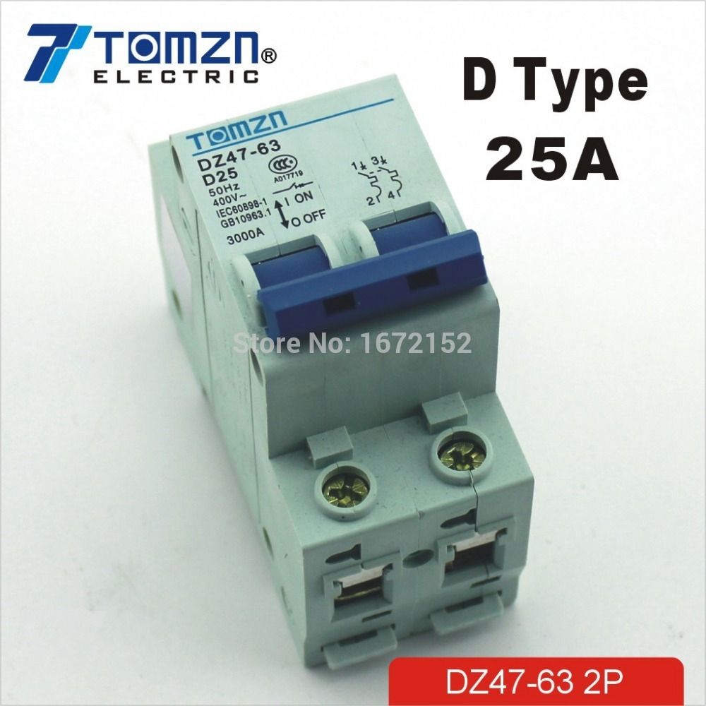 2P 25A D Type 240V 415V 50HZ 60HZ Circuit Breaker MCB Ty