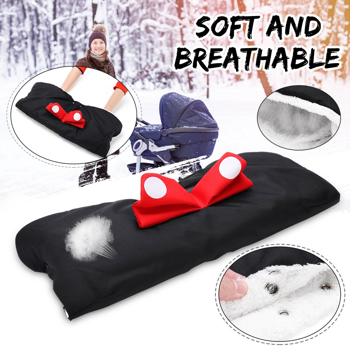 Baby Pram Stroller Warmer Pushchair Hand Winter Muff Waterproof Minnie With Red Ears