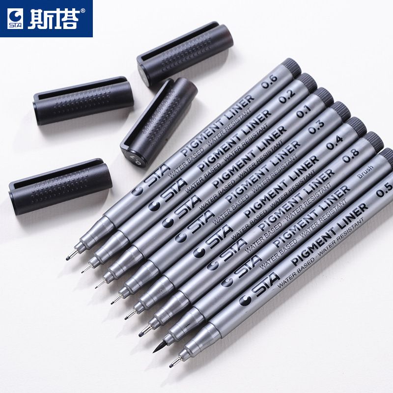 9pcs/lot Micron Pen Fineliners Waterproof Smooth I