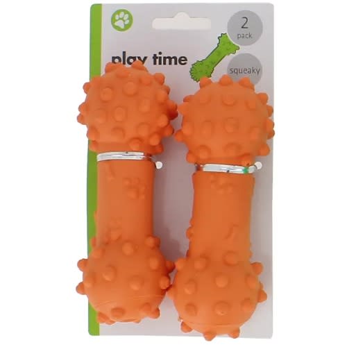 Dog Vinyl Squeaky Toys - 2 Pack-  Orange