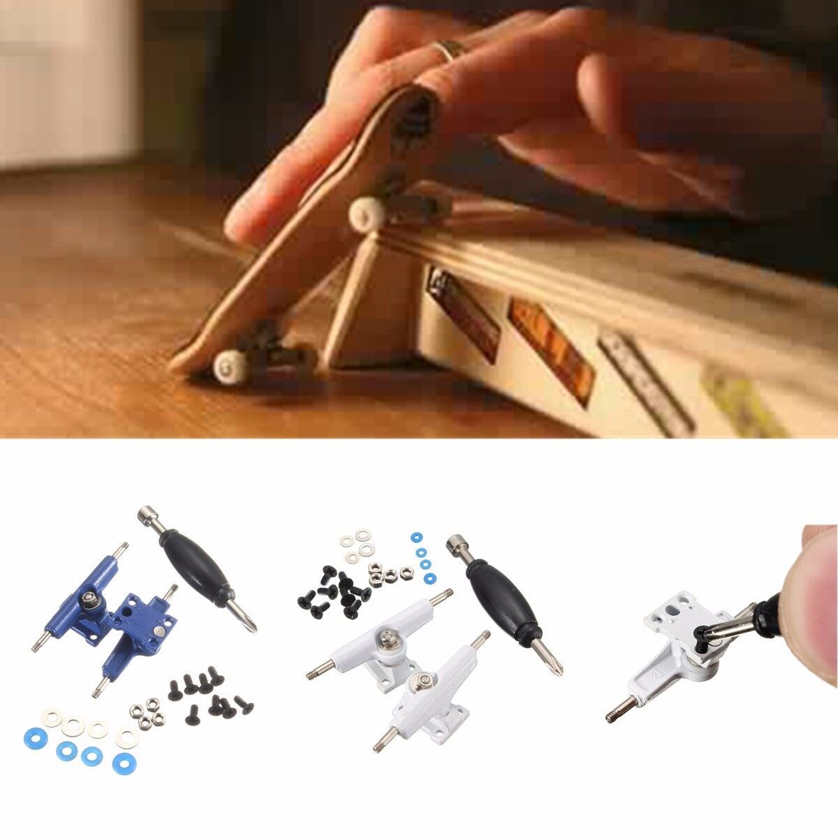Fingerboard Tools Accessory Wheel Nuts Finger Skate Board Wooden Deck Kids Toys White