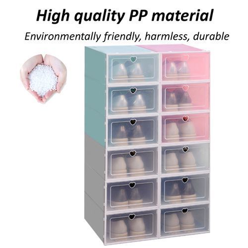 4pcs Foldable Shoe Box Storage Plastic Transparent Case Stac