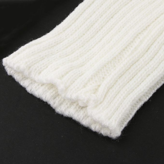 Women's Winter Warm Knit Leg Warmer Crochet Leggings Dance Boot White