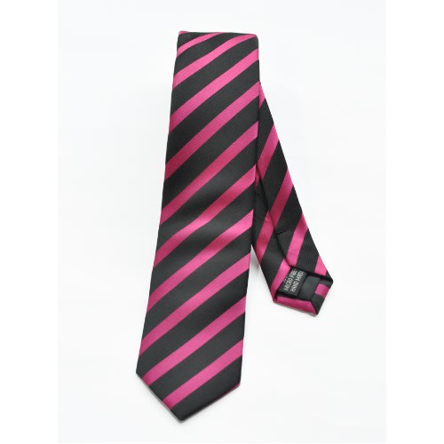 Classically Designed Men's Striped Tie-Pink & Black-mt-123