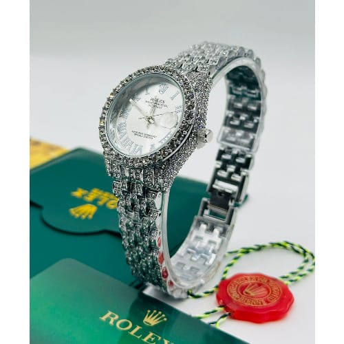 Rolex Diamond Ladies Wristwatch - White Dial Silver Edition