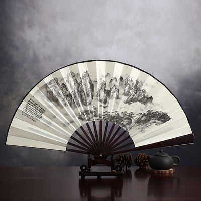 Portable Small Fan Favor Fan Fan Hand 10.6 Bamboo Long Folding Silk Chinese Inches Man Traditional Fabric Wedding
