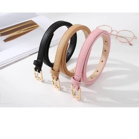 Set Of 3 Ladies Belts  - Black, Brown, Light Pink