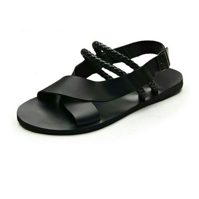 Men's Casual Gladiator Leather Sandal - Black
