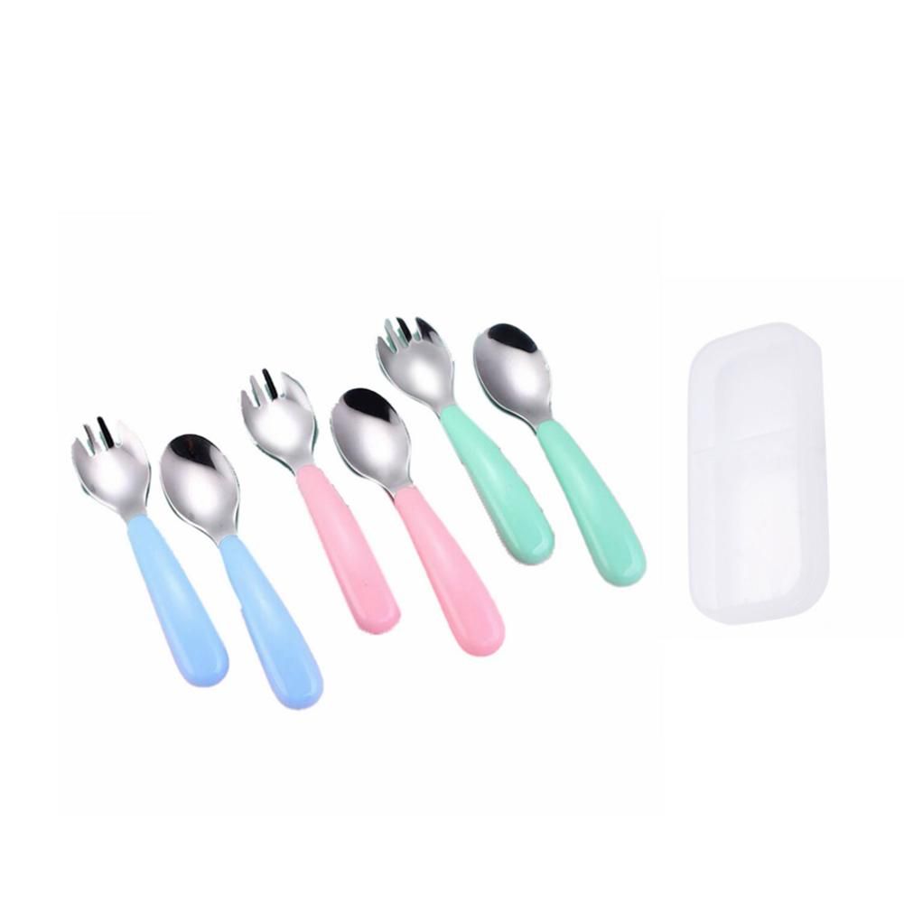 6PCS Stainless Steel Tableware Set Children's Spoon Fork