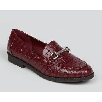 Mock Croc Snaffle Loafers - Burgundy