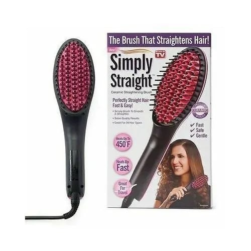 Simply Straight Ceramic Hair Straightening Brush - Black & Pink