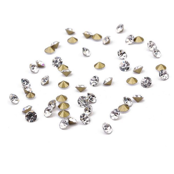 1440pcs/Lots Glass Crystal Pointback Rhinestone For Wedding White 125g