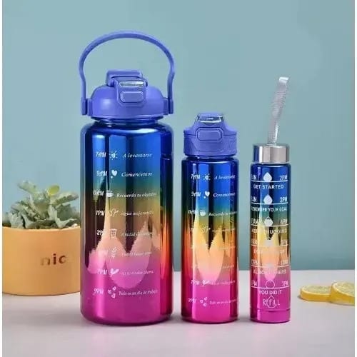 3 In 1 Rainbow Motivational Water Bottle