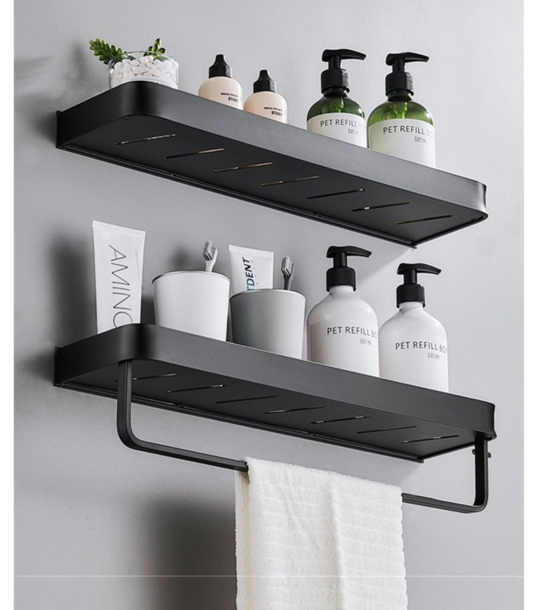 Bathroom Steel Anti-Rust Shelf With Towel Bar -Bathroom Rack