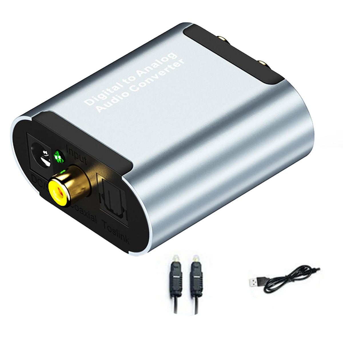 Amplifier Coaxial Toslink Digital to Analog Audio Converter Sliver Gray