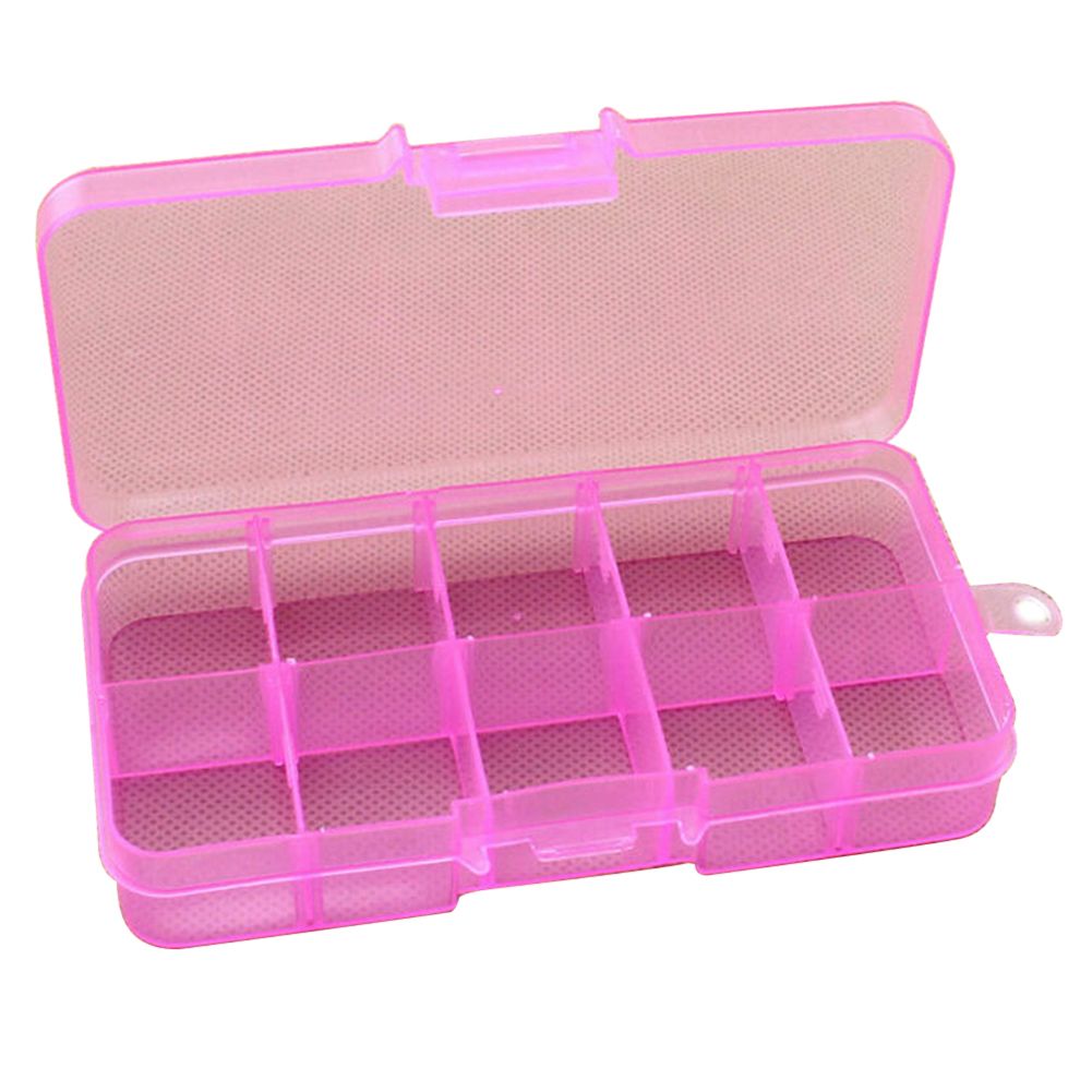 10-Slot Jewelry Rings Ear Stud Holder Beads Storage Box-Pink