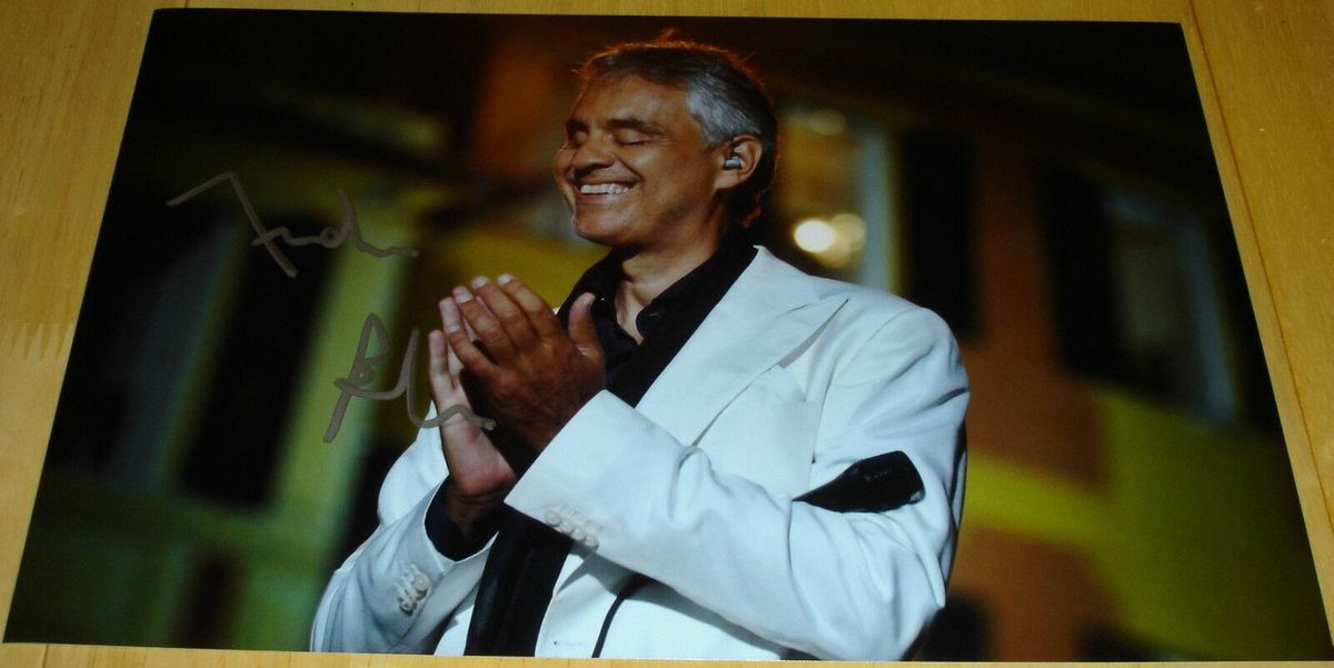 ANDREA BOCELLI GENUINE HAND SIGNED AUTOGRAPH 12X8 Photo Poster painting PASSIONE TENOR OPERA