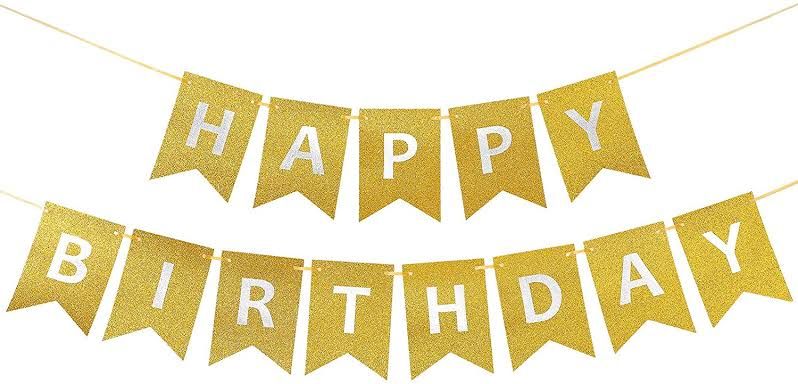 1 Happy Birthday Paper Banner + Twine Rope "Tell Of Your Day