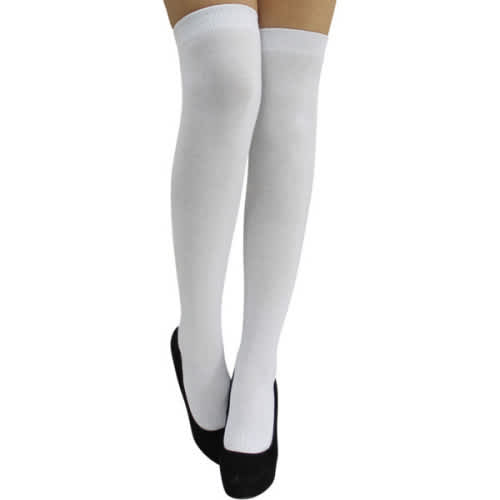 Girls Thigh High Cotton Stockings - White