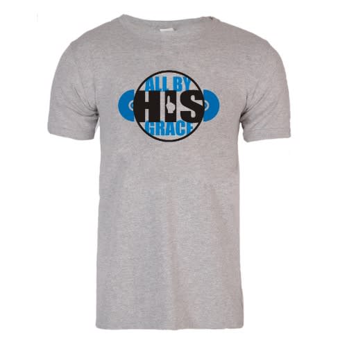 All By His Grace Flock Design Tee Shirt - Grey