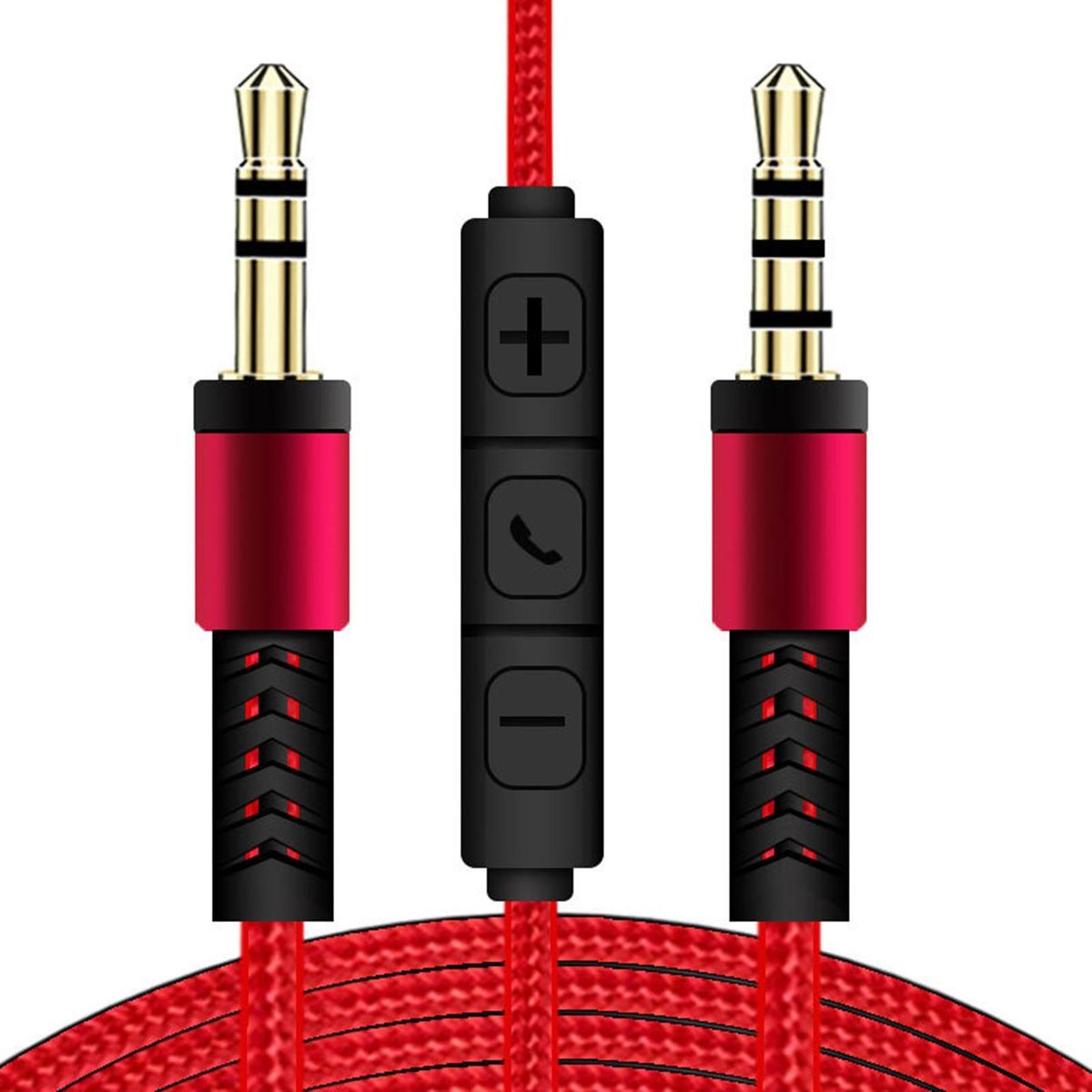 Audio Cord 3.5mm Jack Male to Male Audio Cable with Mic Red