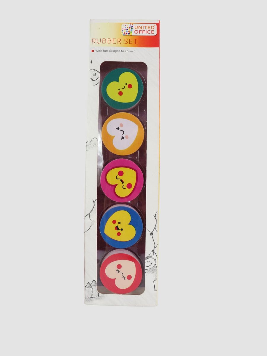 5 Pk Eraser Set Heart