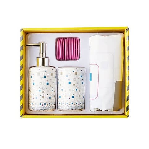 Bathroom Gift Set 15-piece, Square Print