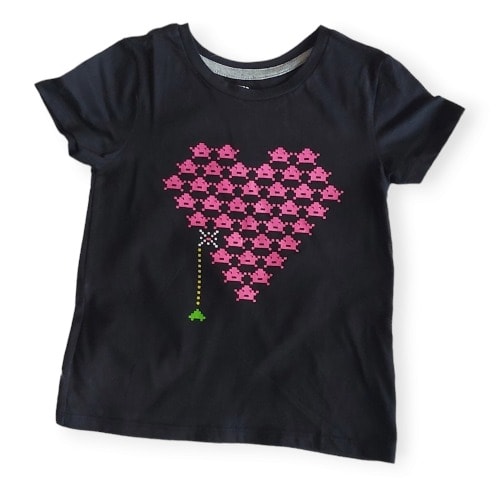 Game Print Girl Top- Black