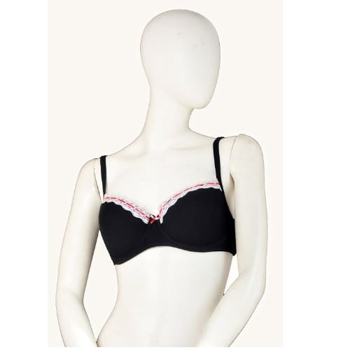 Women Lace Inserts Black Underwire Bra