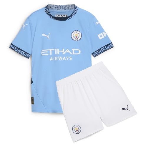 Kids Manchester City 2024/2025 Latest Home Jersey - Top & Shorts