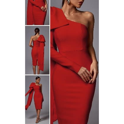 Red One Sleeve Dress